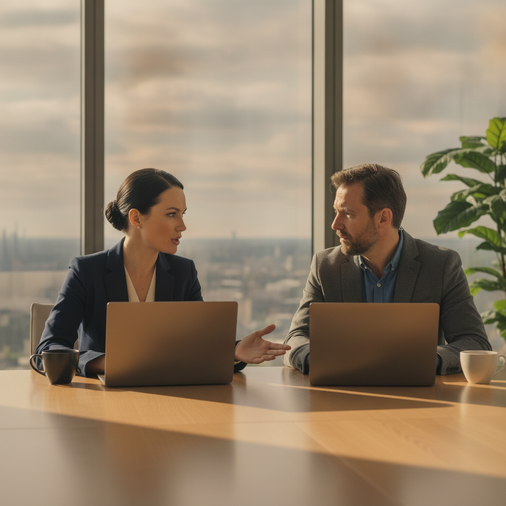 Two business partners discussing investment